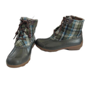 Sperry Navy Blue & Plaid Duck Boots STS85075